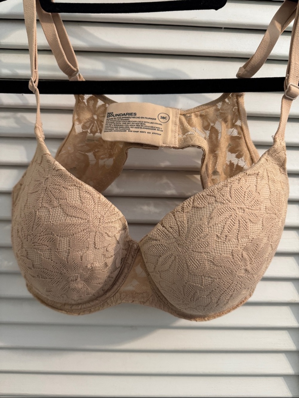 No Boundaries Beige Lace T-Shirt Bra